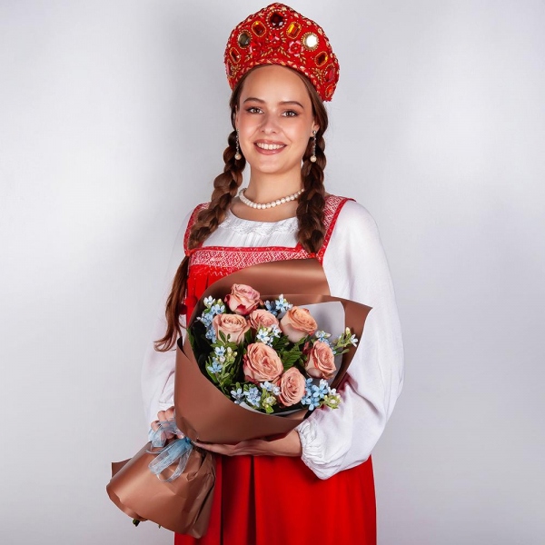 Роза Эквадор розовая 50 см  - 13, Оксипеталум, Современная упаковка